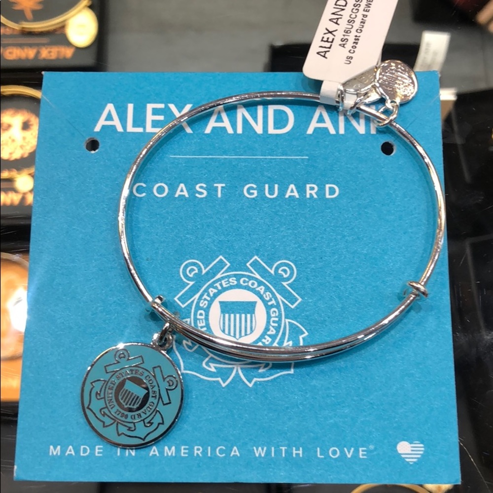 Silver Alex and Ani Colored Coast Guard Bracelet